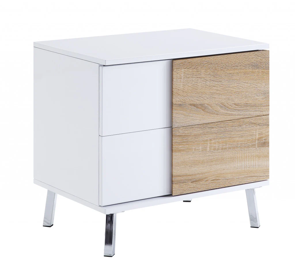 22" White High Gloss Manufactured Wood Rectangular End Table With Two Drawers By Homeroots - Image 2