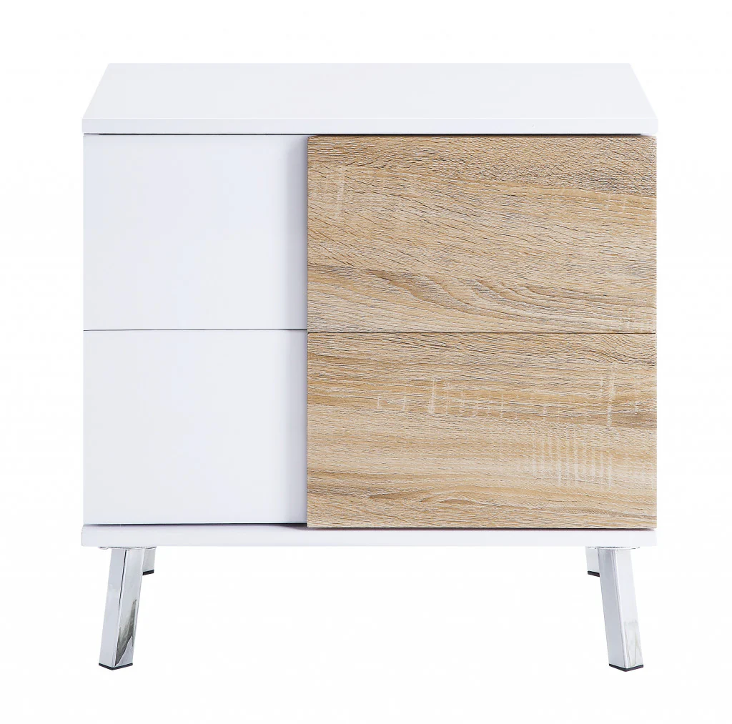 22" White High Gloss Manufactured Wood Rectangular End Table With Two Drawers By Homeroots - Image 3