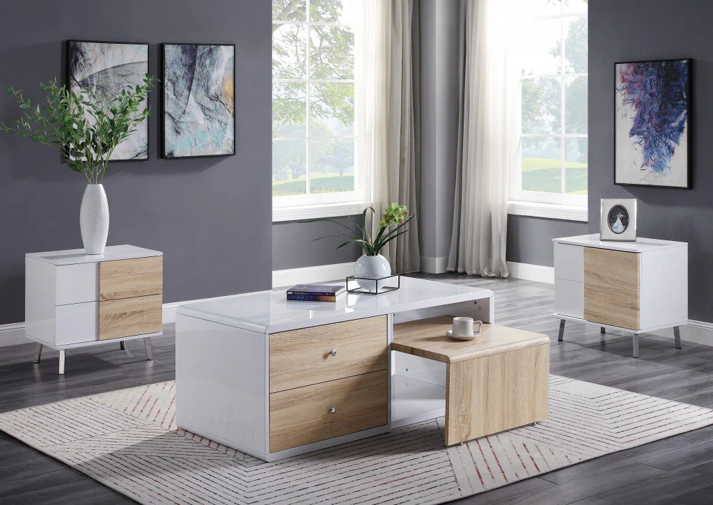 22" White High Gloss Manufactured Wood Rectangular End Table With Two Drawers By Homeroots - Image 4