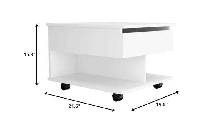 22" White Manufactured Wood Rectangular Lift Top Coffee Table With Drawer By Homeroots - Image 4