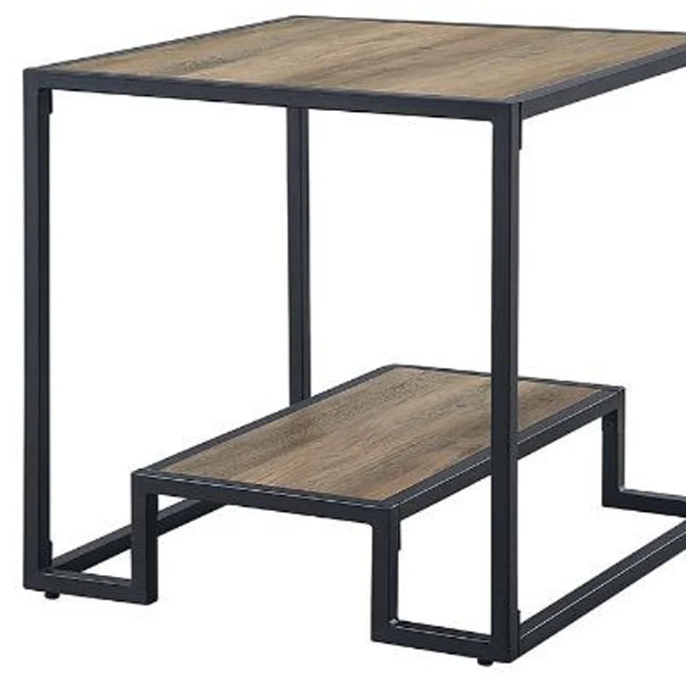 22" White Manufactured Wood Square End Table With Shelf By Homeroots - Image 4