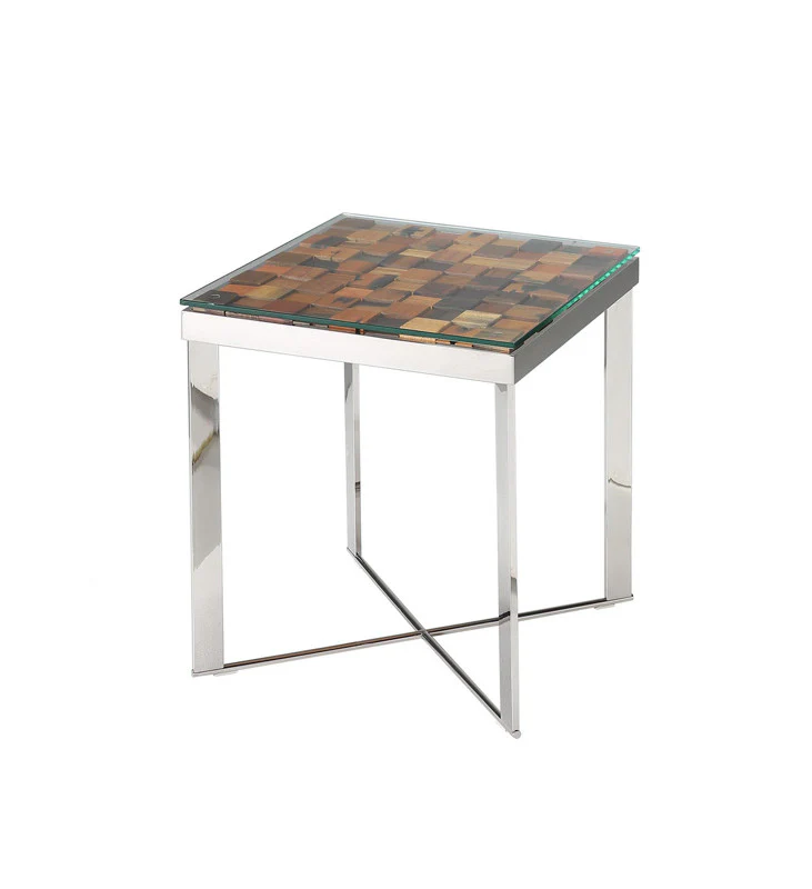 22' Wood Steel and Glass End Table By Homeroots - Image 3
