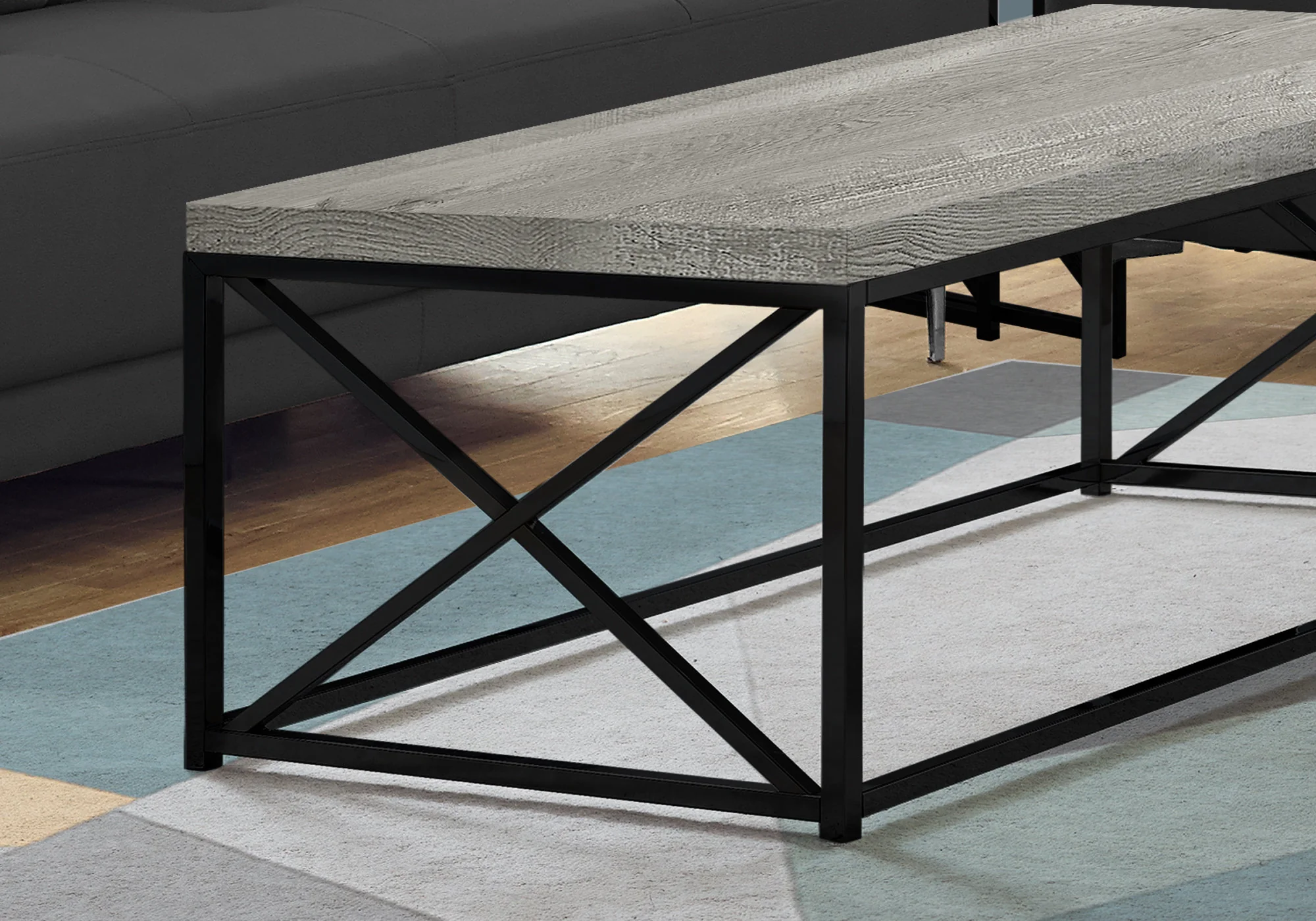 22" X 44" X 17" Grey  Black  Particle Board  Metal  Coffee Table By Homeroots - Image 2