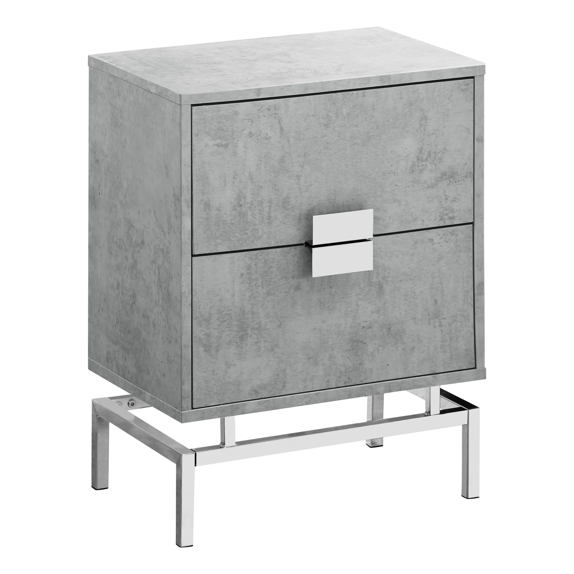 23.5" Grey Cement White Particle Board And Chrome Metal Accent Table By Homeroots - Image 2