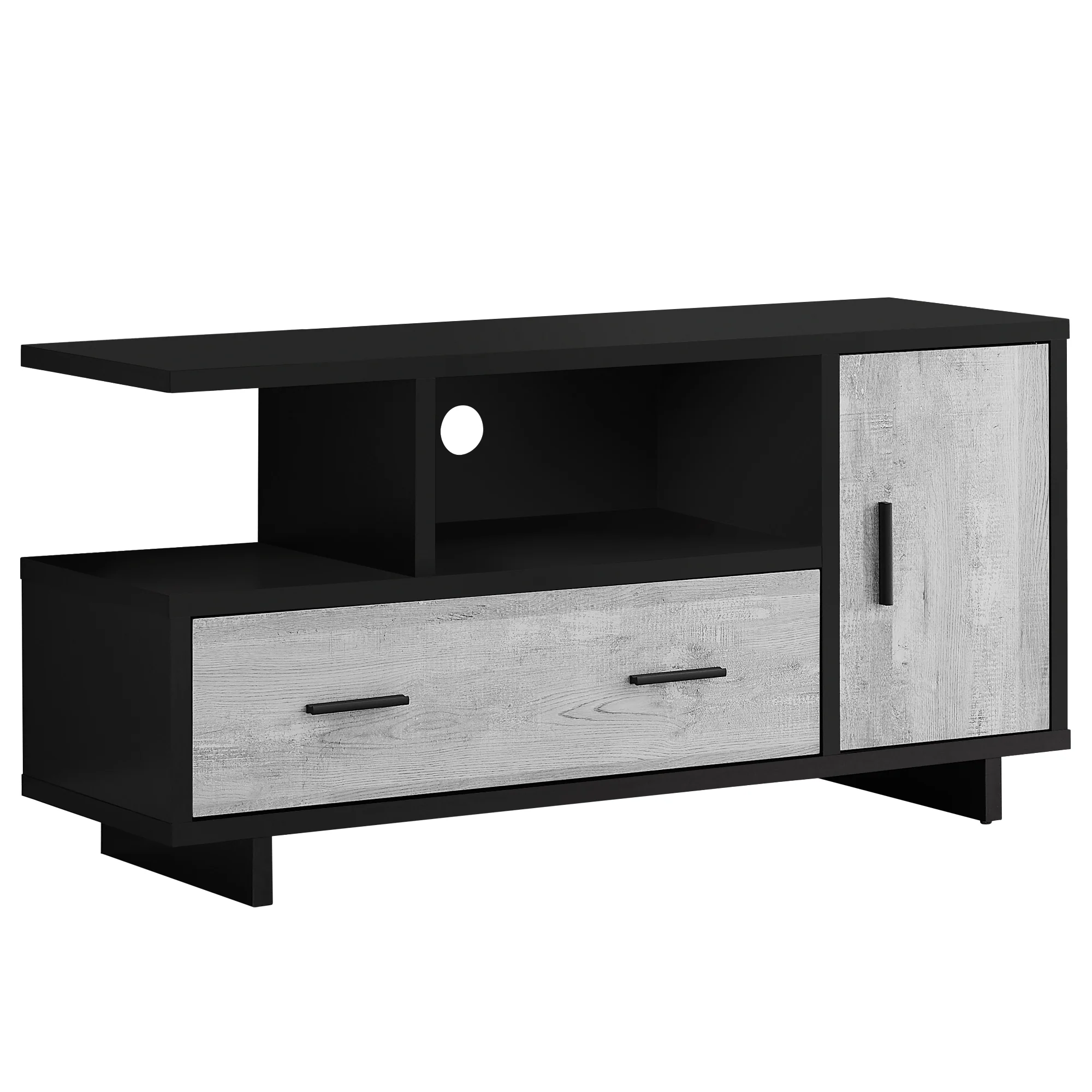 23.75" Black And Grey Particle Board Laminate And Mdf TV Stand With Storage By Homeroots - Image 2