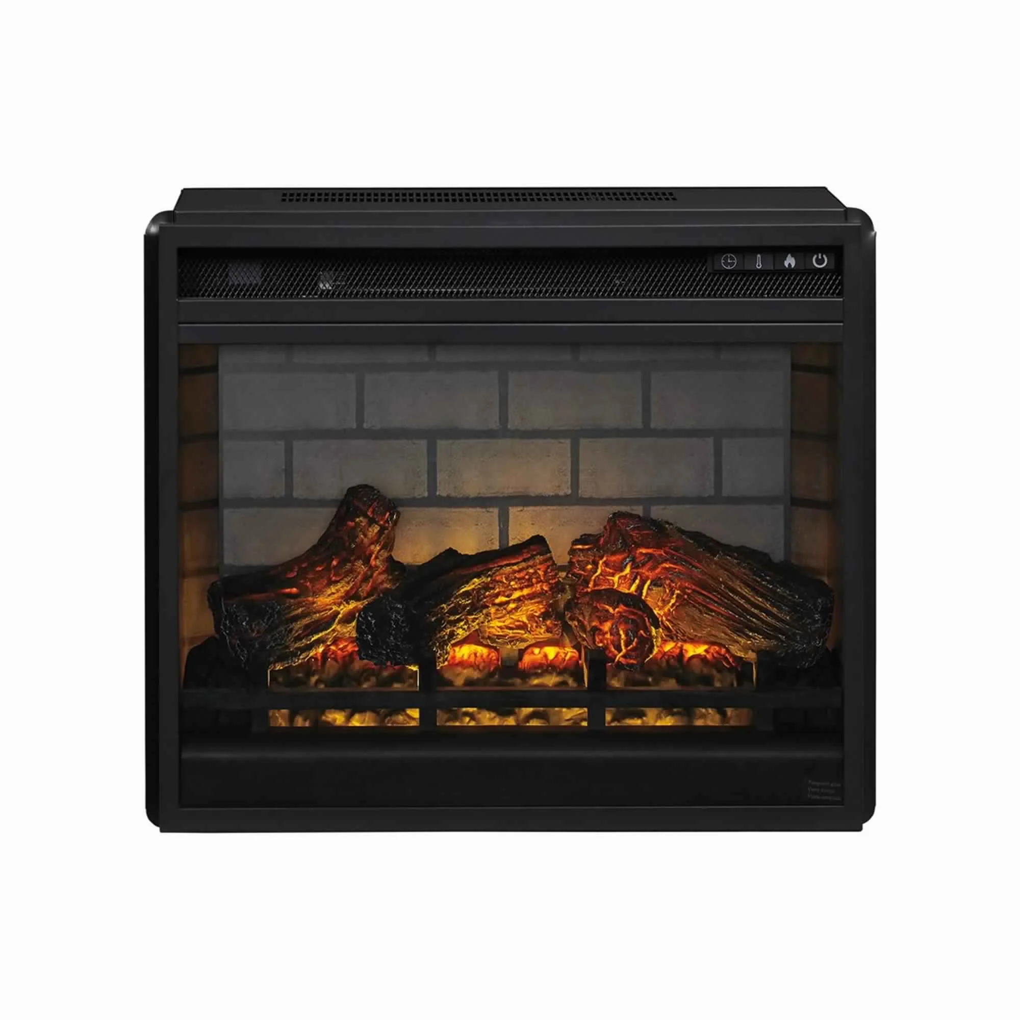 23.75 Inch Metal Fireplace Inset With 7 Level Temperature Setting Black By Benzara - Image 2
