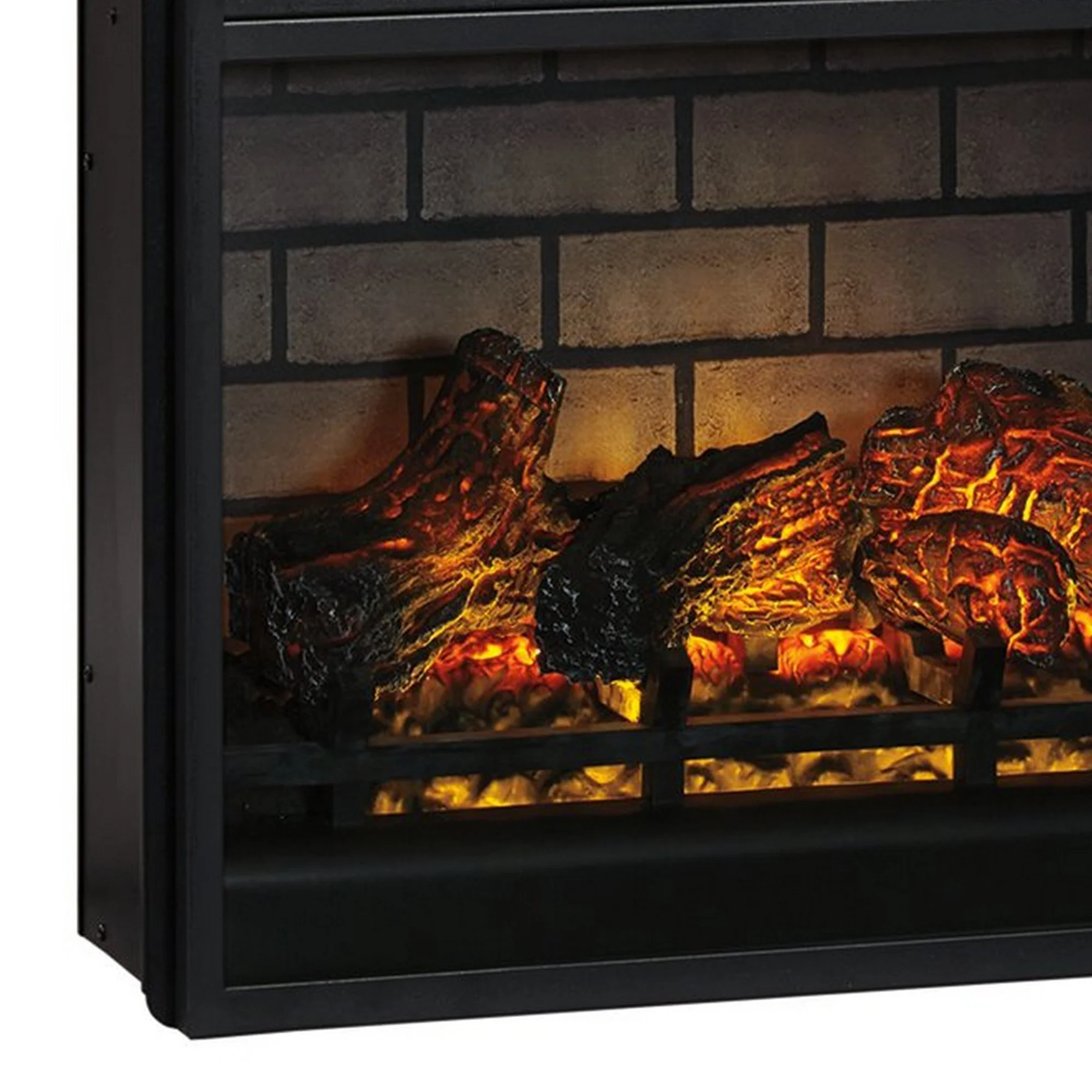 23.75 Inch Metal Fireplace Inset With 7 Level Temperature Setting Black By Benzara - Image 4