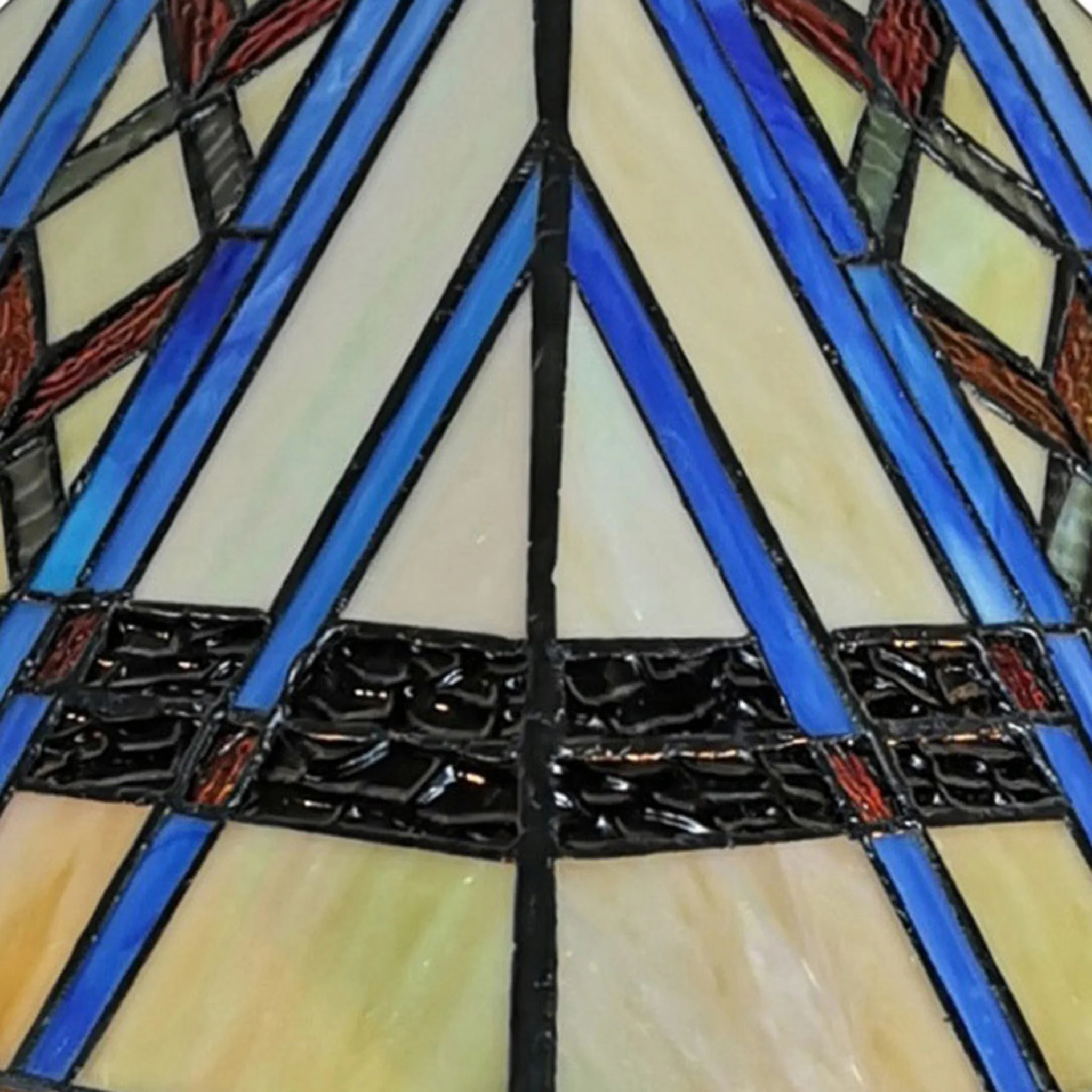 23" Amber Brown and Blue Stained Glass Two Light Mission Style Table Lamp By Homeroots - Image 3