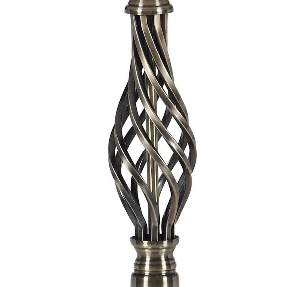 23" Antiqued Brass Metal Table Lamp With White And Brown Classic Empire Shade By Homeroots - Image 6