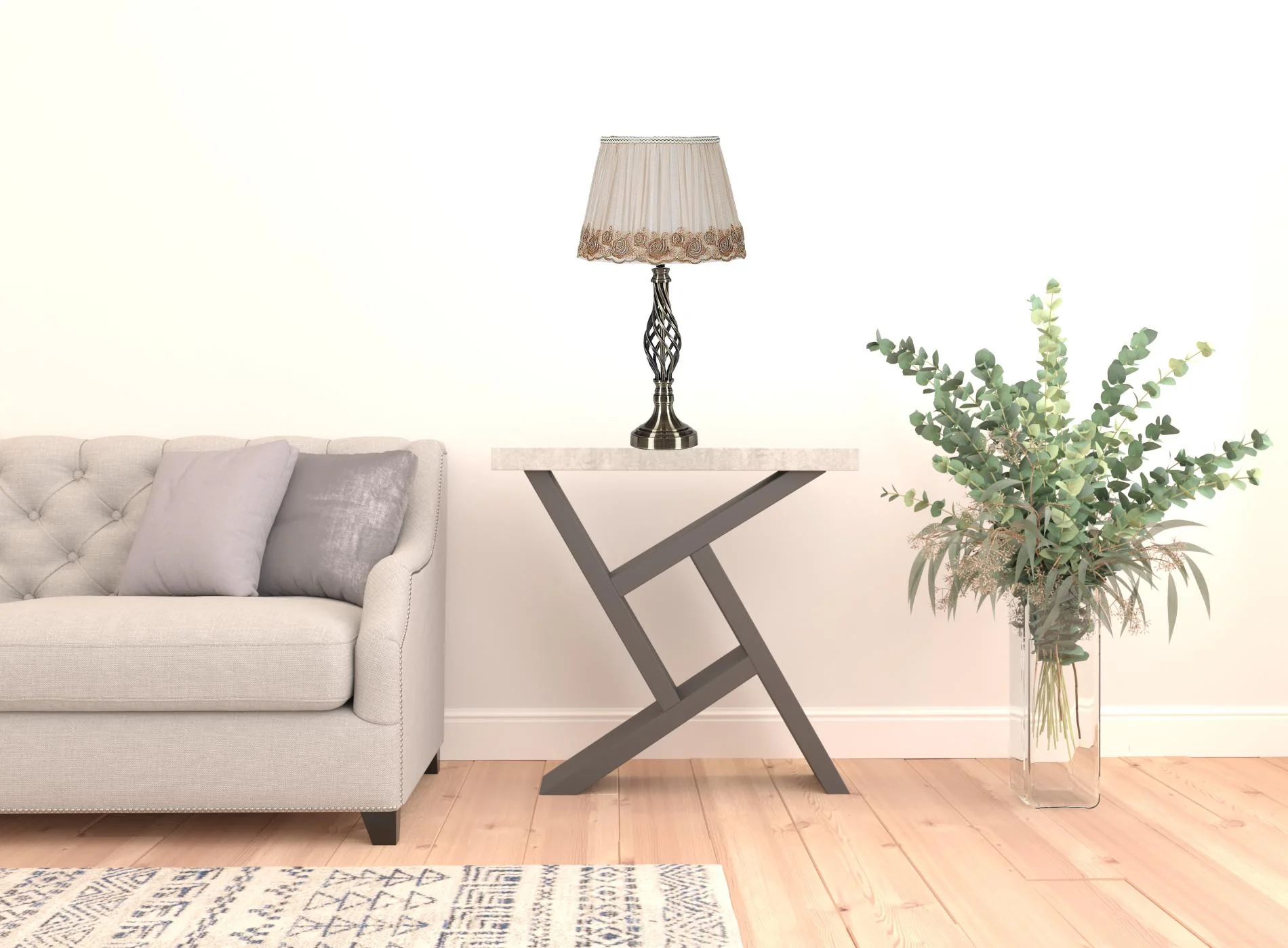 23" Antiqued Brass Metal Table Lamp With White And Brown Classic Empire Shade By Homeroots - Image 8