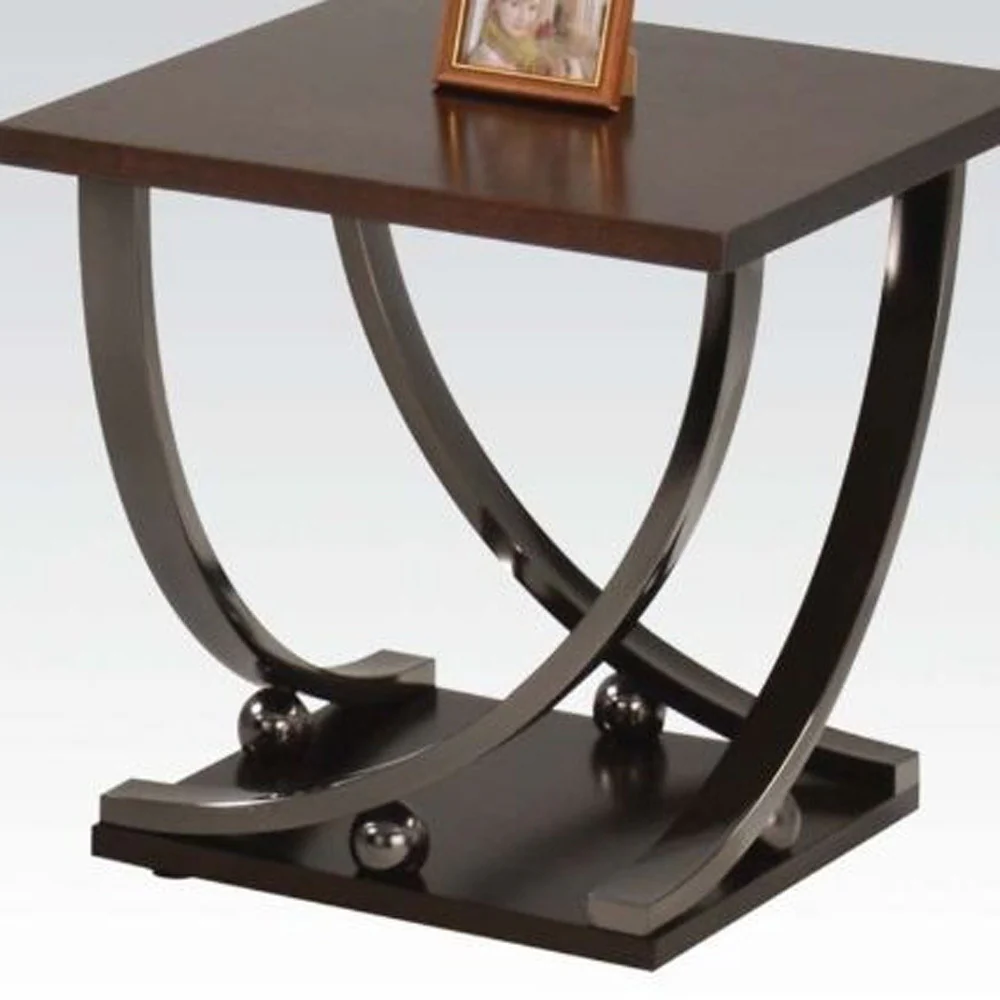 23" Black and Brown End Table By Homeroots - Image 2