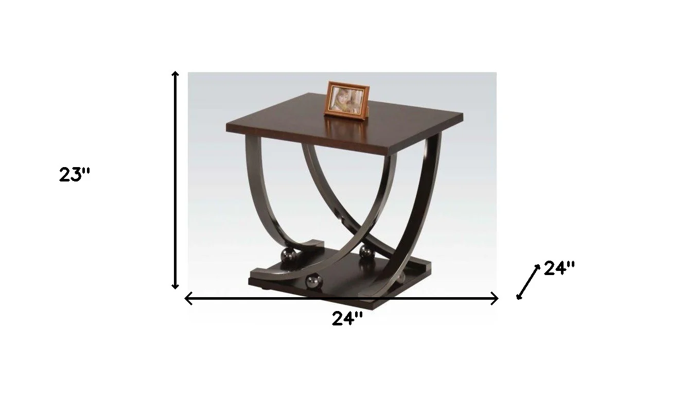 23" Black and Brown End Table By Homeroots - Image 5