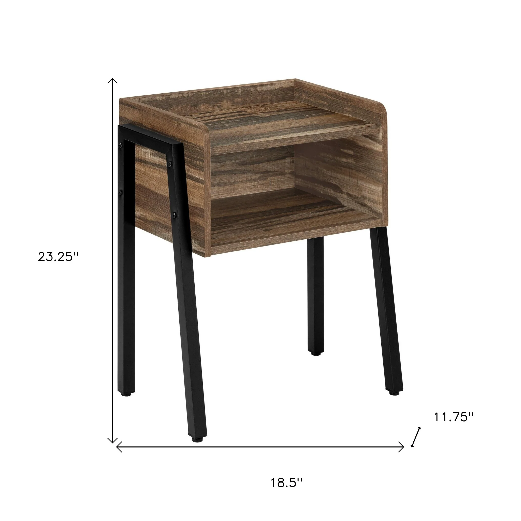 23" Black And Brown End Table With Shelf By Homeroots - Image 8