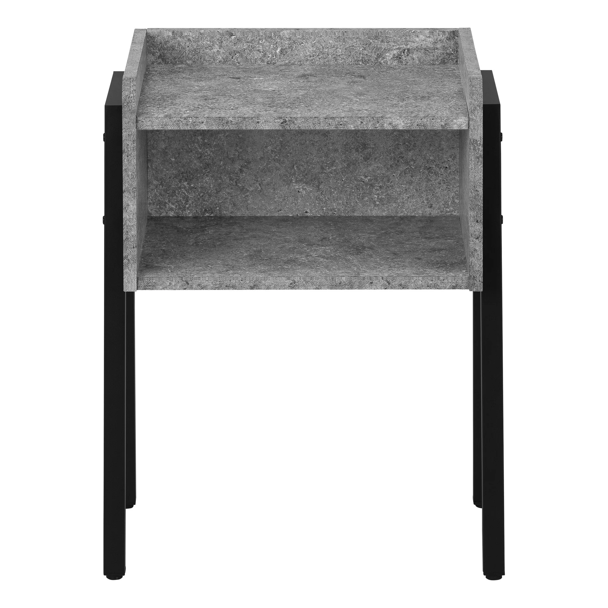 23" Black And Grey Faux Stone End Table With Shelf By Homeroots - Image 2