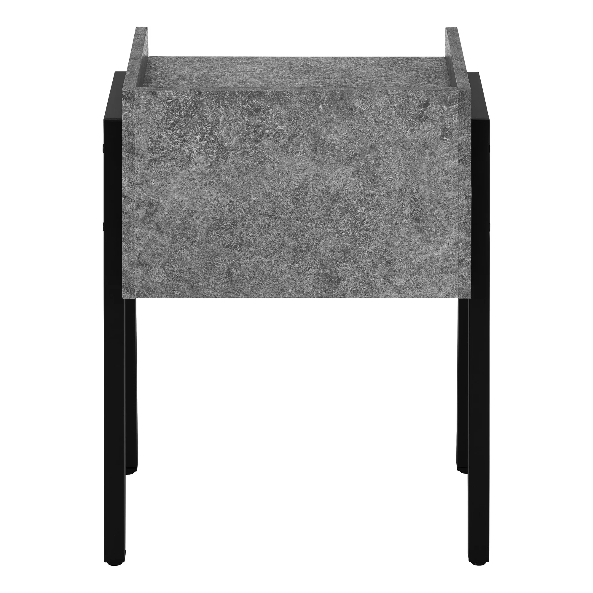 23" Black And Grey Faux Stone End Table With Shelf By Homeroots - Image 4