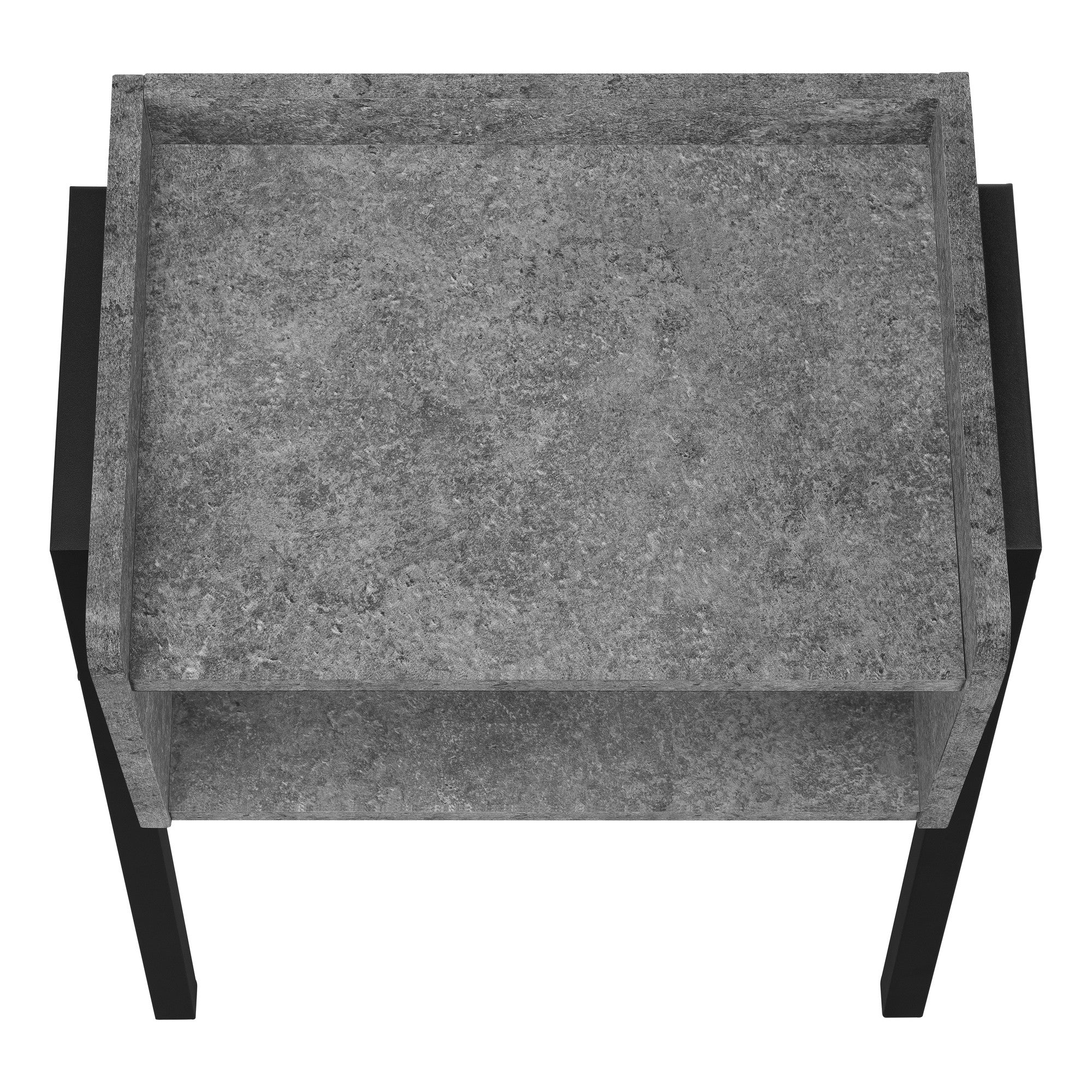 23" Black And Grey Faux Stone End Table With Shelf By Homeroots - Image 5