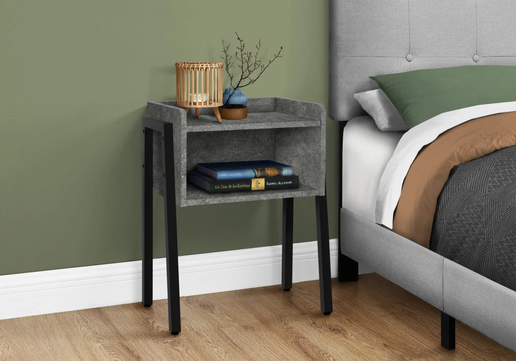 23" Black And Grey Faux Stone End Table With Shelf By Homeroots - Image 7
