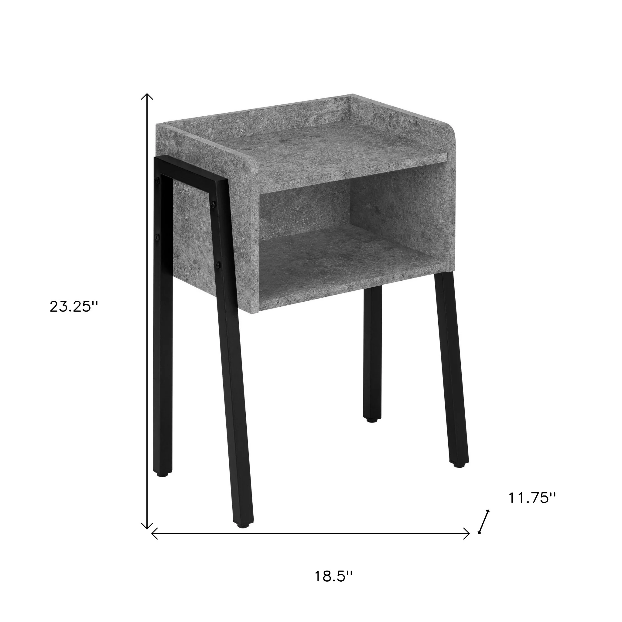 23" Black And Grey Faux Stone End Table With Shelf By Homeroots - Image 8