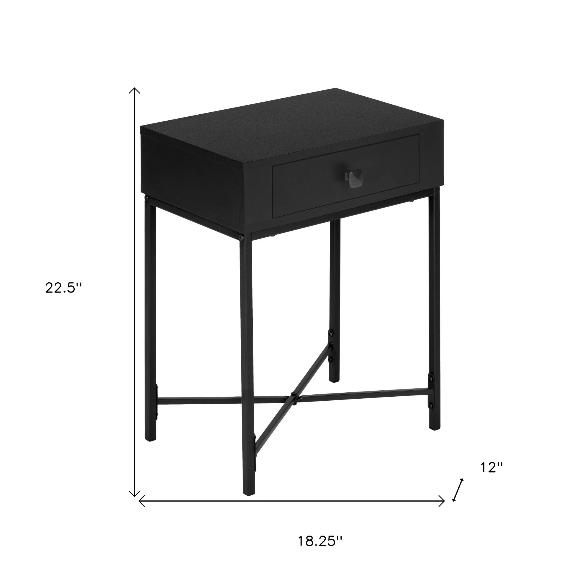 23" Black End Table With Drawer By Homeroots - Image 8