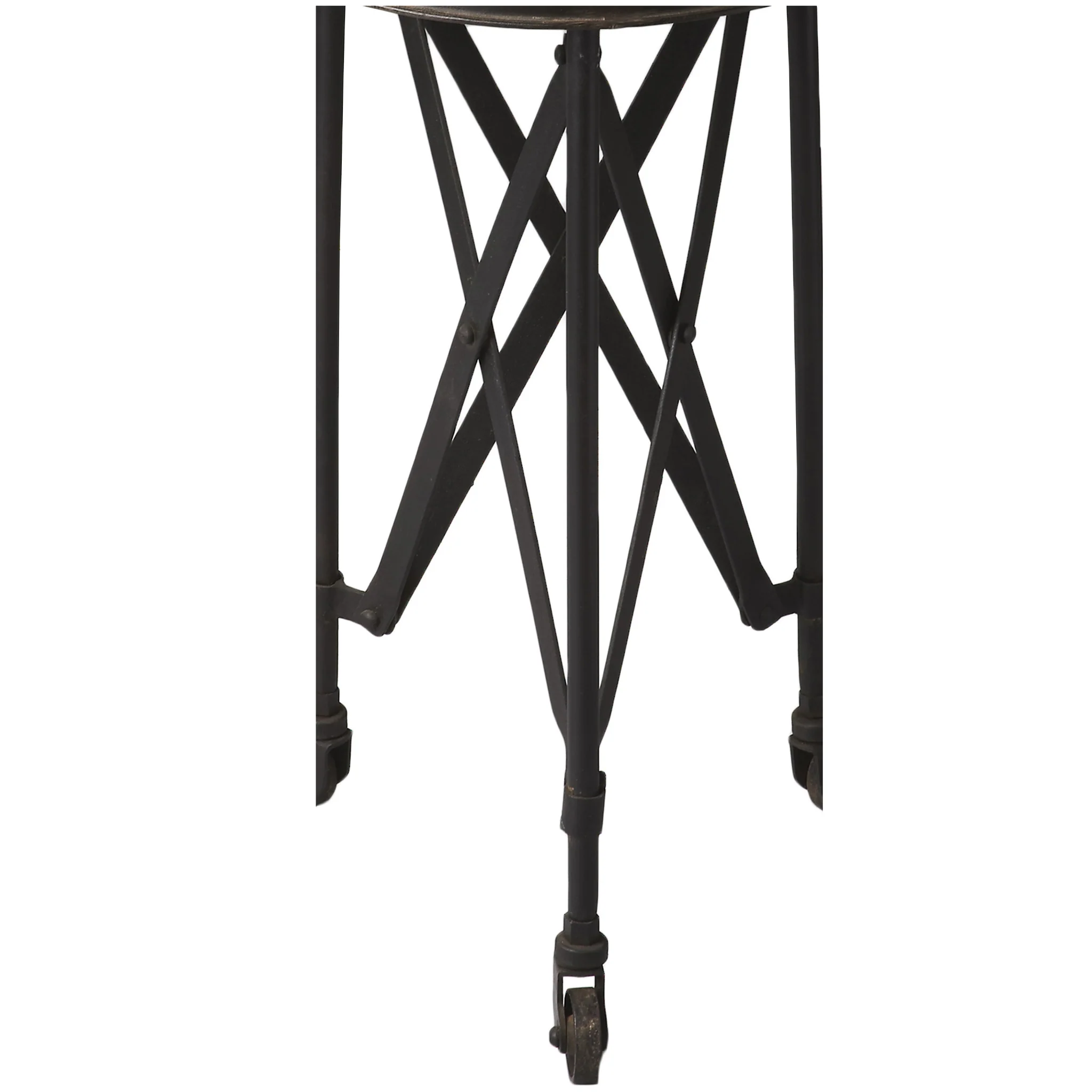 23" Black Industrial Rolling Round End Table By Homeroots - Image 2