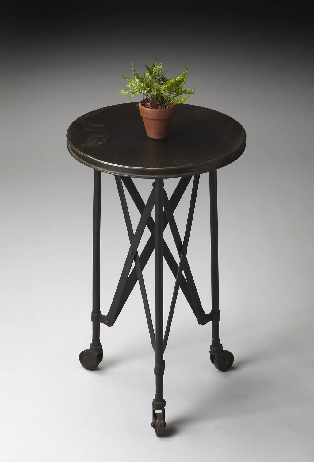 23" Black Industrial Rolling Round End Table By Homeroots - Image 5