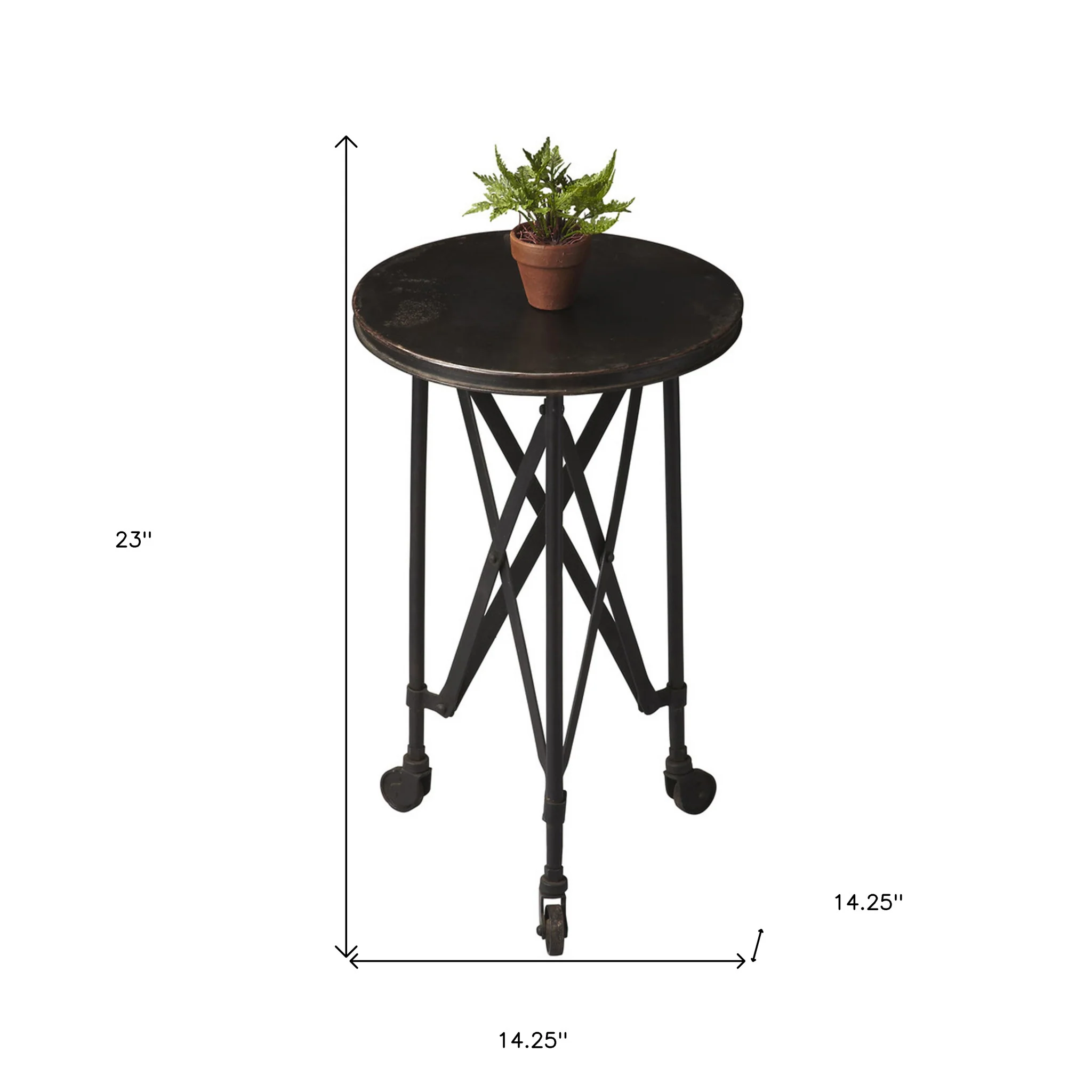 23" Black Industrial Rolling Round End Table By Homeroots - Image 6