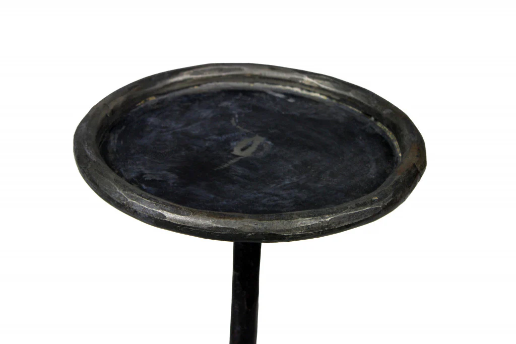 23" Black Iron Pedestal Round End Table By Homeroots - Image 3