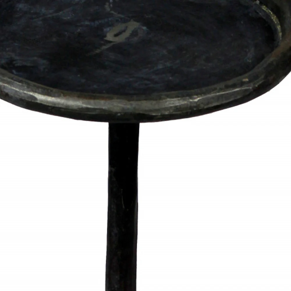 23" Black Iron Pedestal Round End Table By Homeroots - Image 4