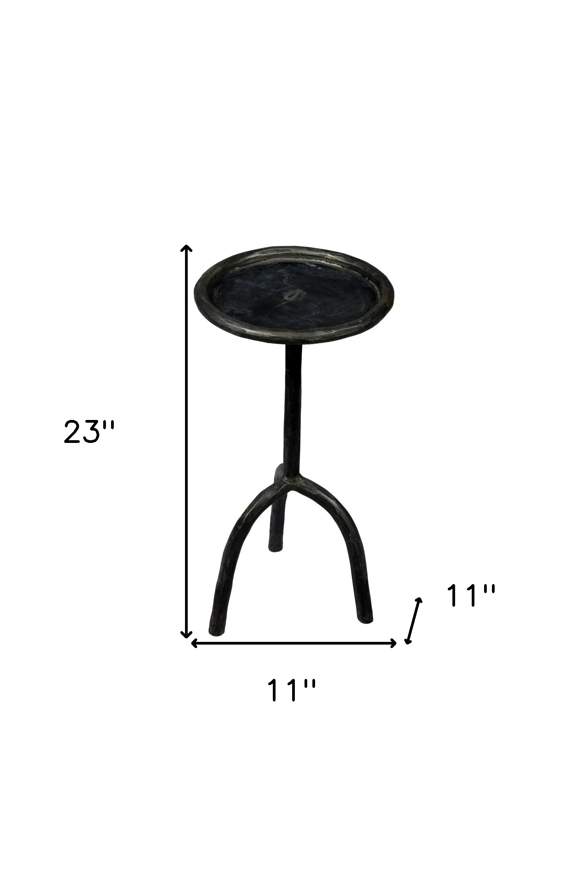 23" Black Iron Pedestal Round End Table By Homeroots - Image 5