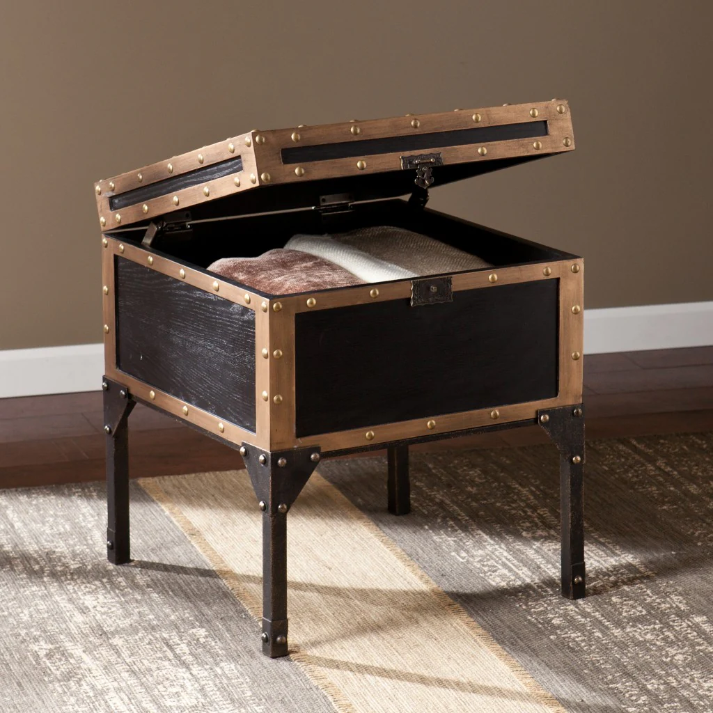 23" Black Manufactured Wood And Iron Square End Table By Homeroots - Image 2
