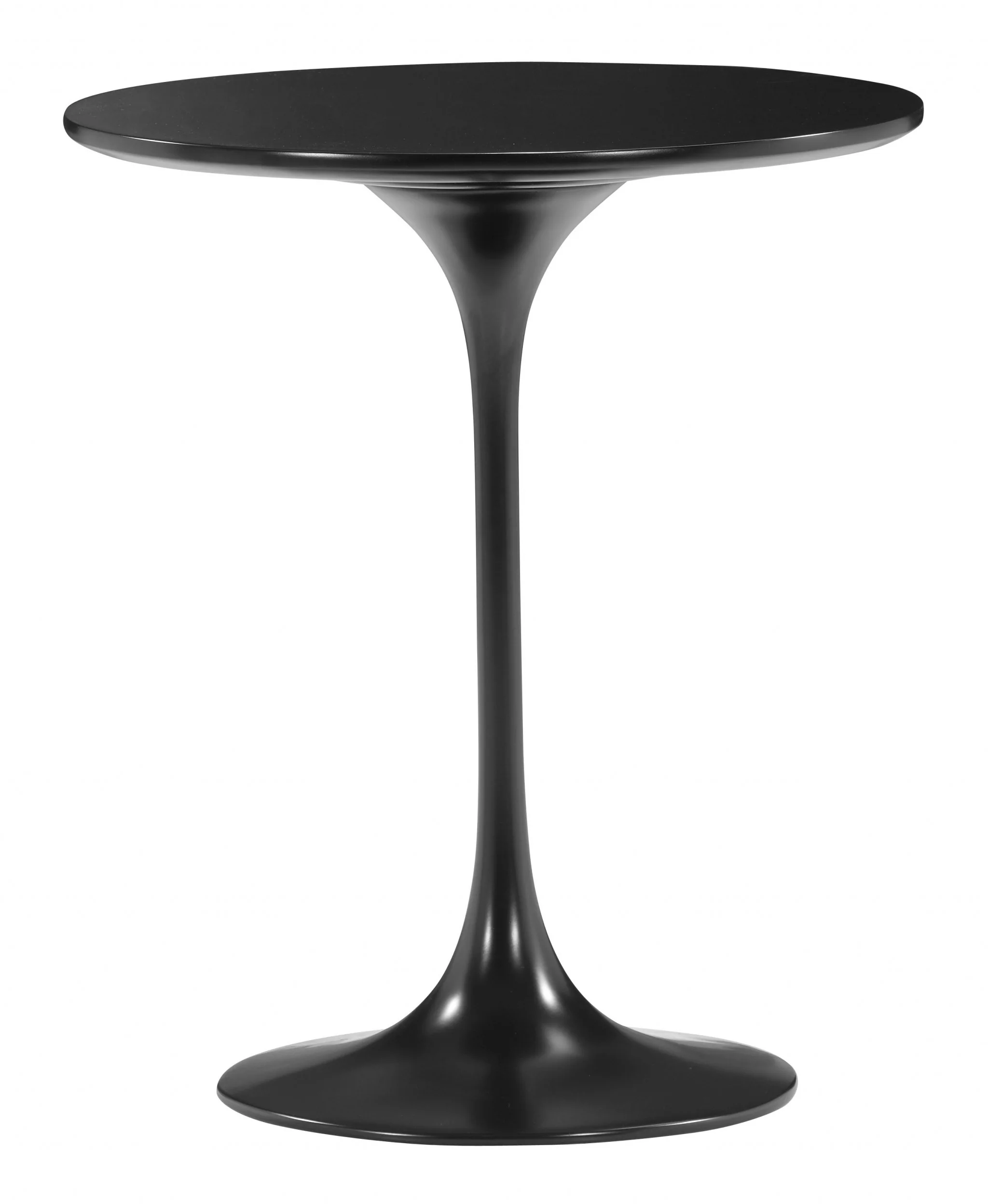 23" Black Manufactured Wood and Steel Round Pedestal End Table By Homeroots - Image 2