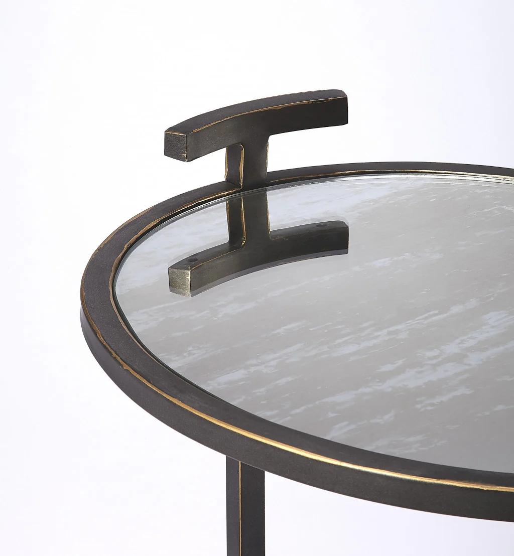 23" Black Mirrored Oval End Table With Shelf By Homeroots - Image 3