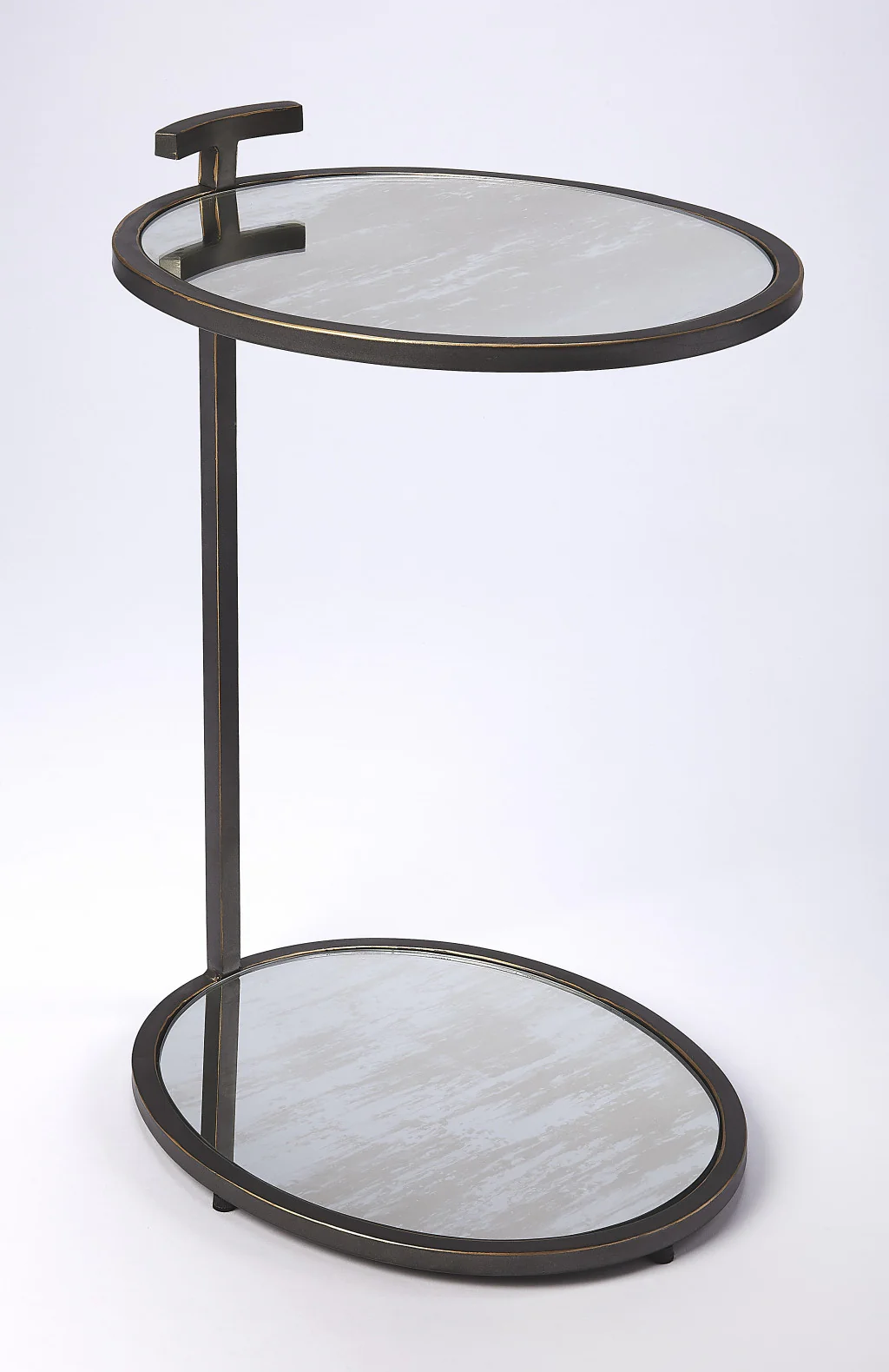 23" Black Mirrored Oval End Table With Shelf By Homeroots - Image 4