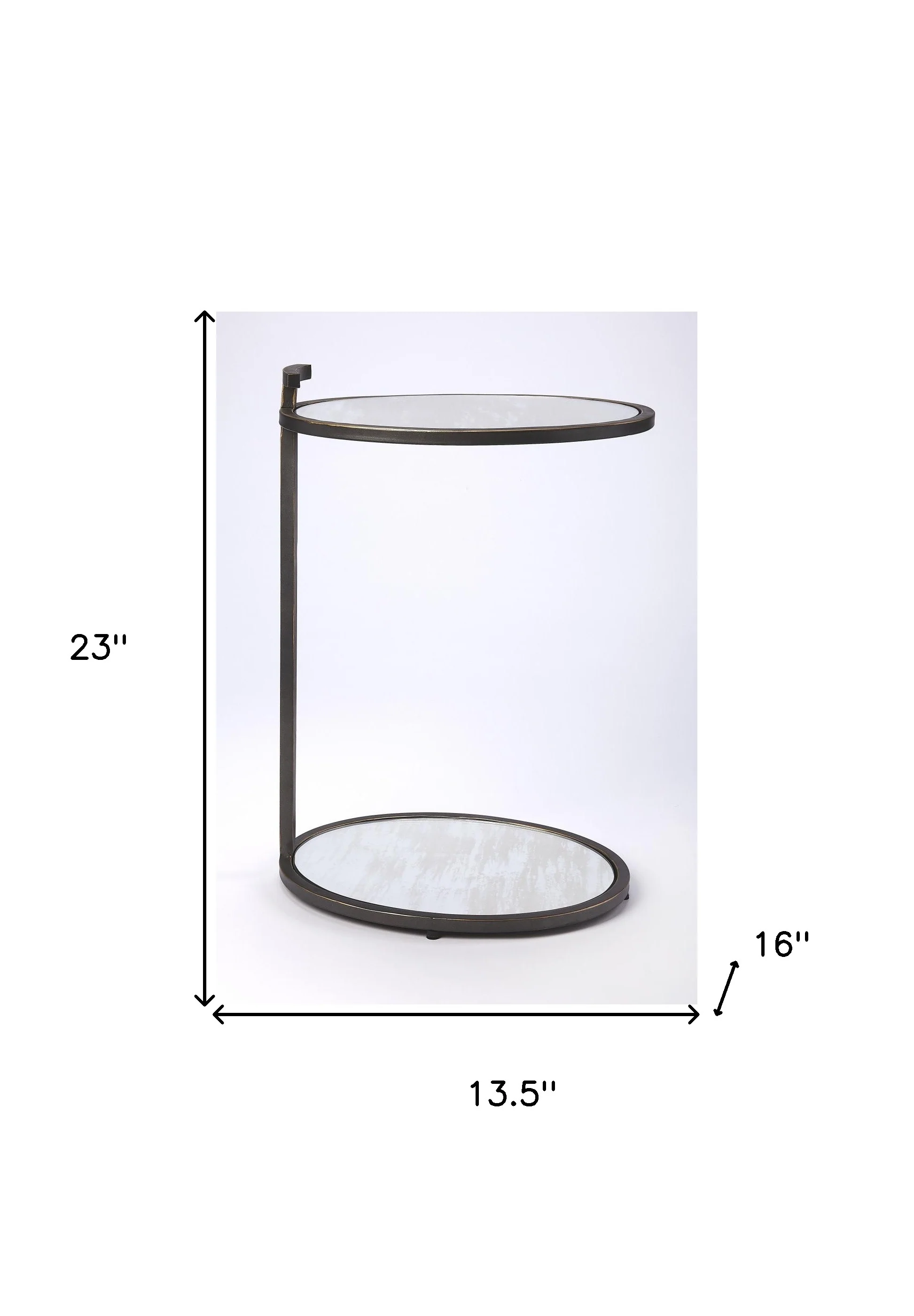 23" Black Mirrored Oval End Table With Shelf By Homeroots - Image 6
