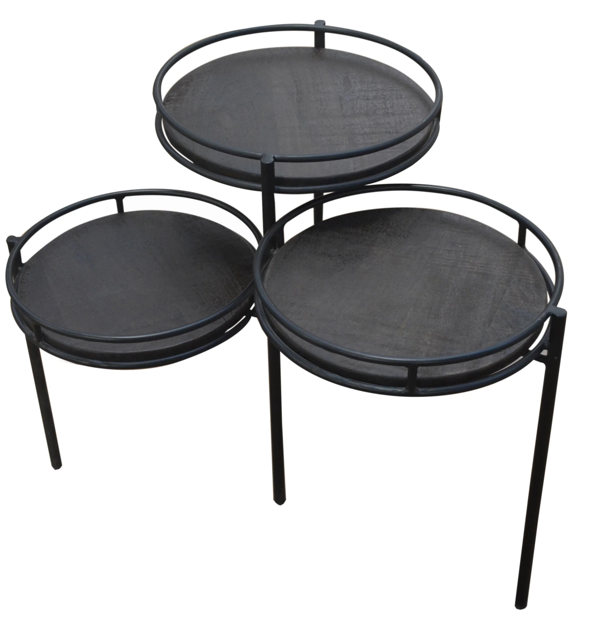 23" Black Solid Wood And Iron Round End Table By Homeroots - Image 3