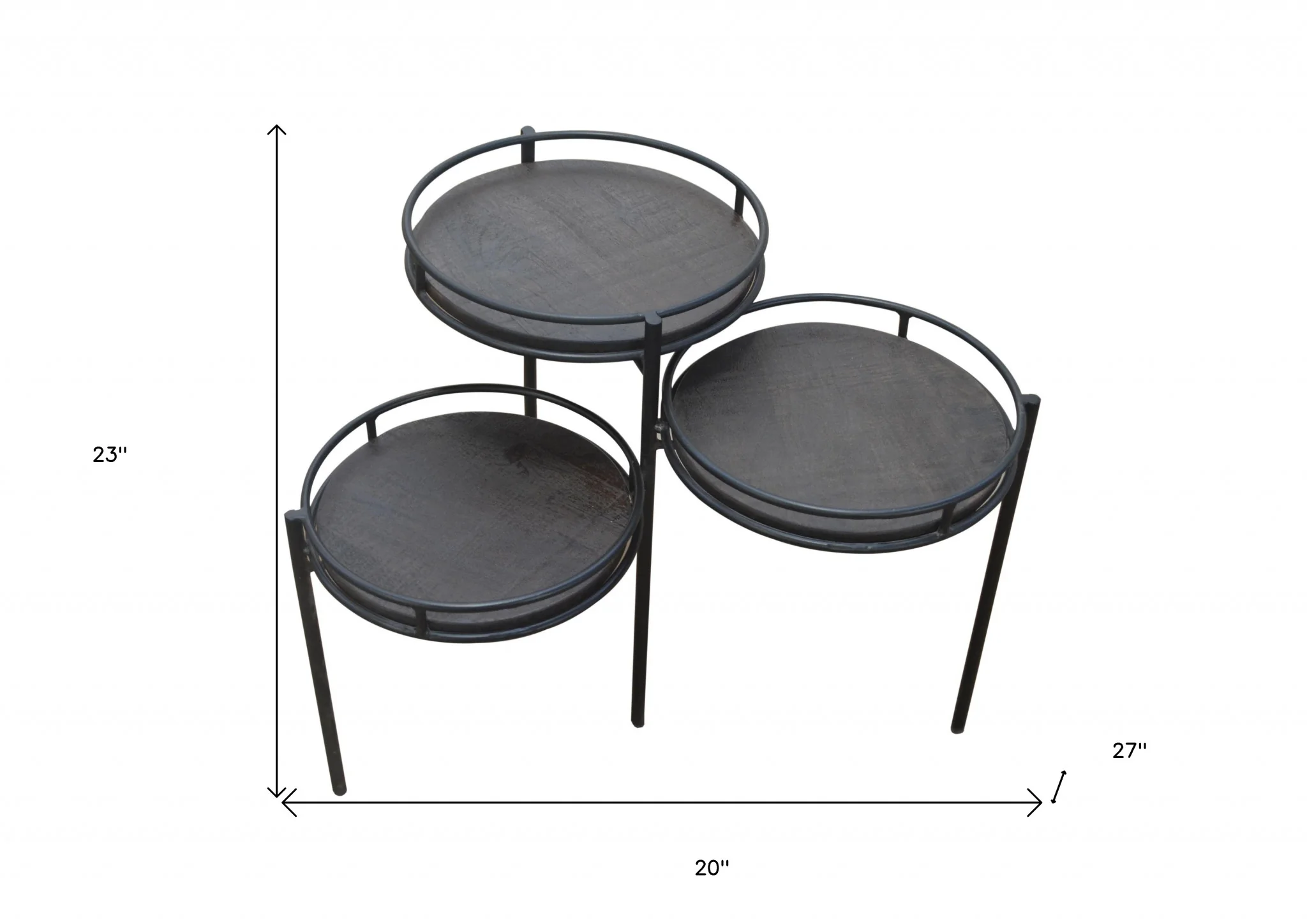 23" Black Solid Wood And Iron Round End Table By Homeroots - Image 5