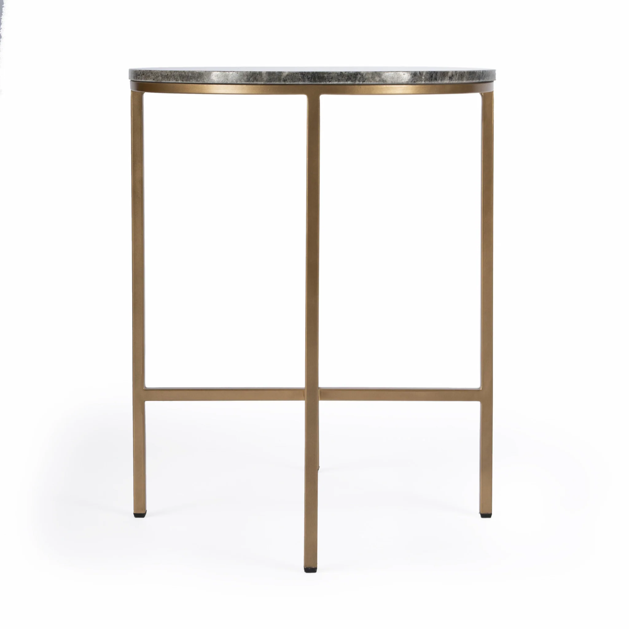 23" Brass And Gray Marble Round End Table By Homeroots - Image 4