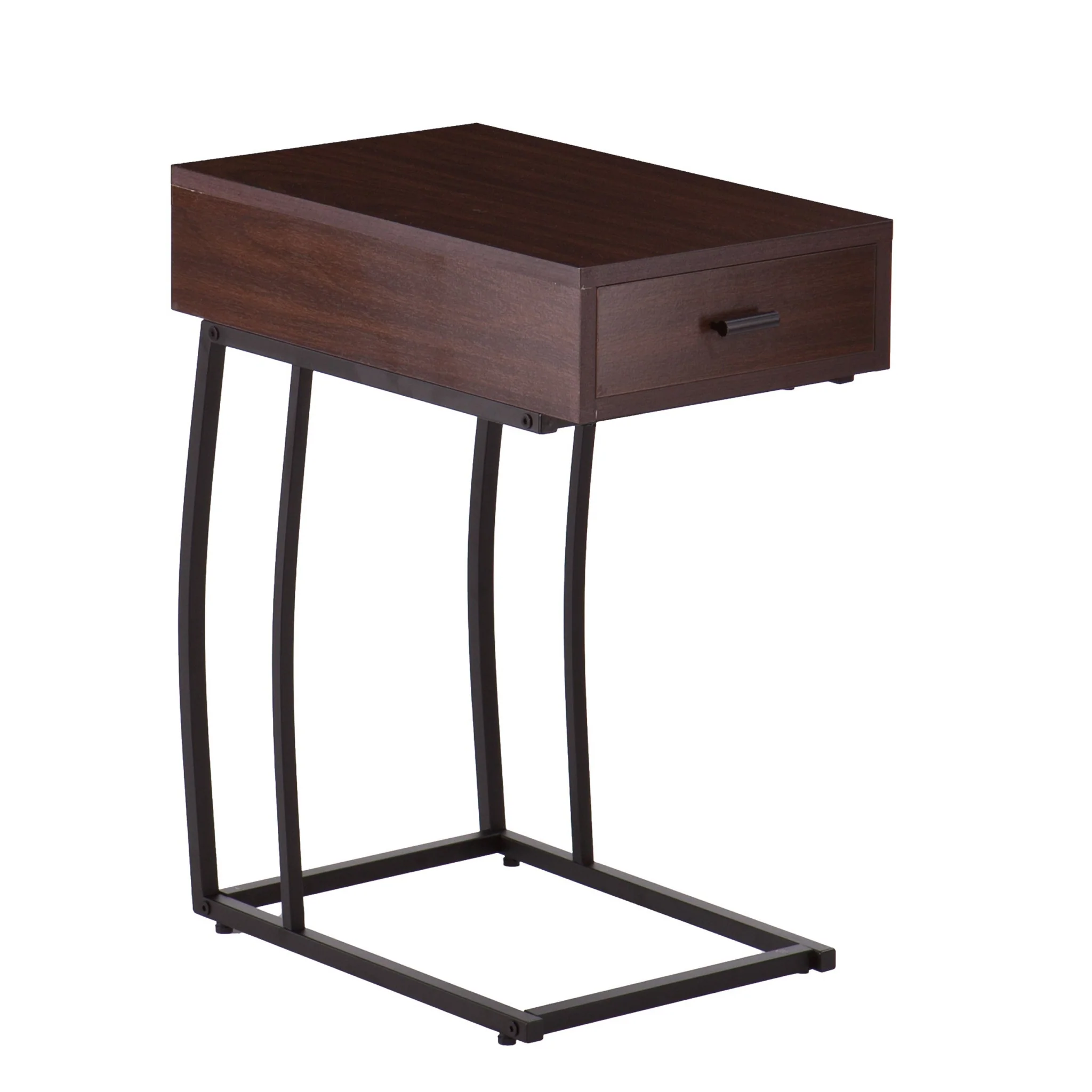 23" Brown Manufactured Wood And Iron Rectangular End Table With Drawer By Homeroots - Image 3