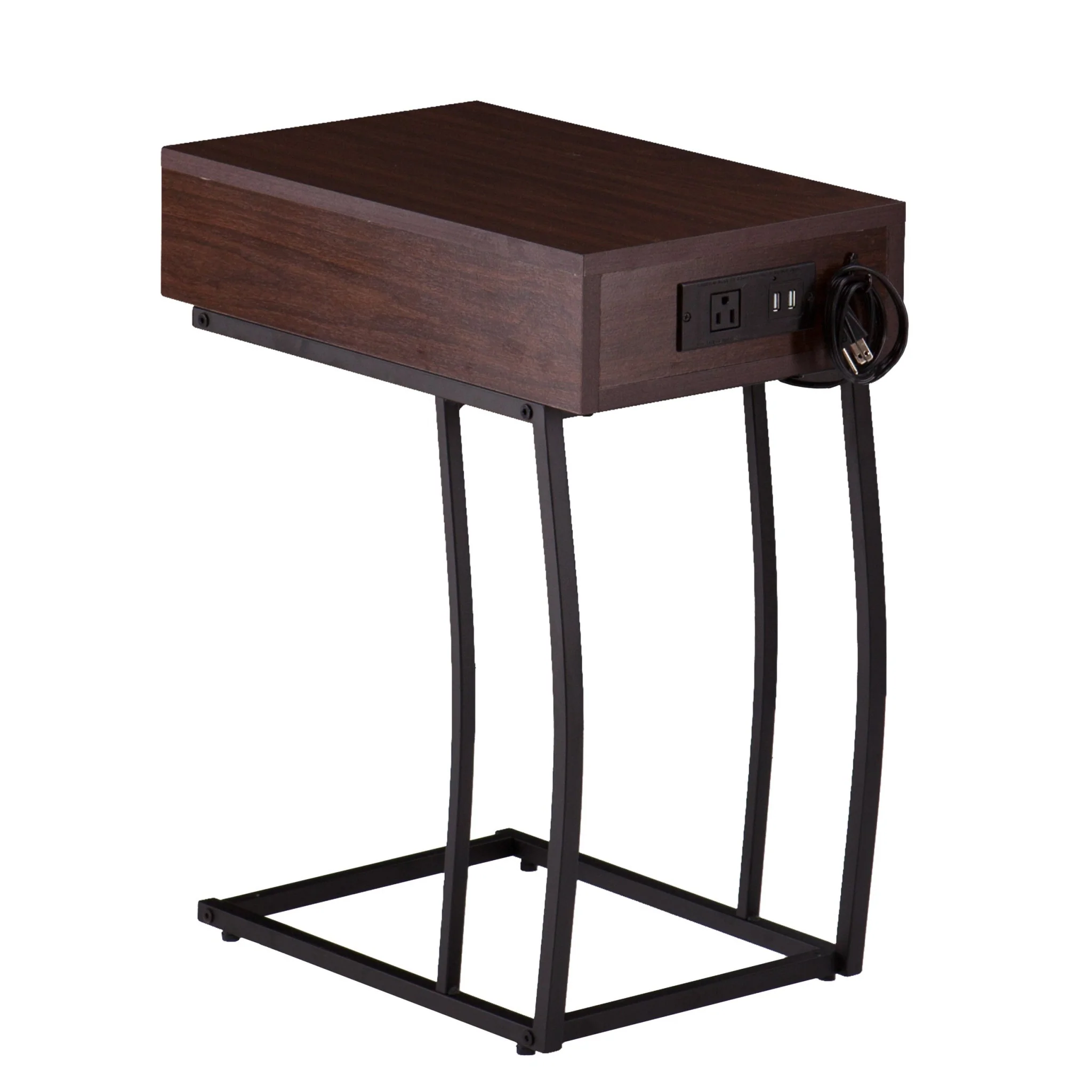 23" Brown Manufactured Wood And Iron Rectangular End Table With Drawer By Homeroots - Image 4