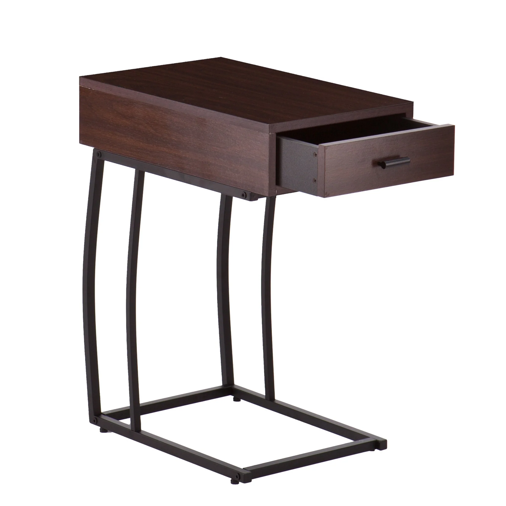23" Brown Manufactured Wood And Iron Rectangular End Table With Drawer By Homeroots - Image 6
