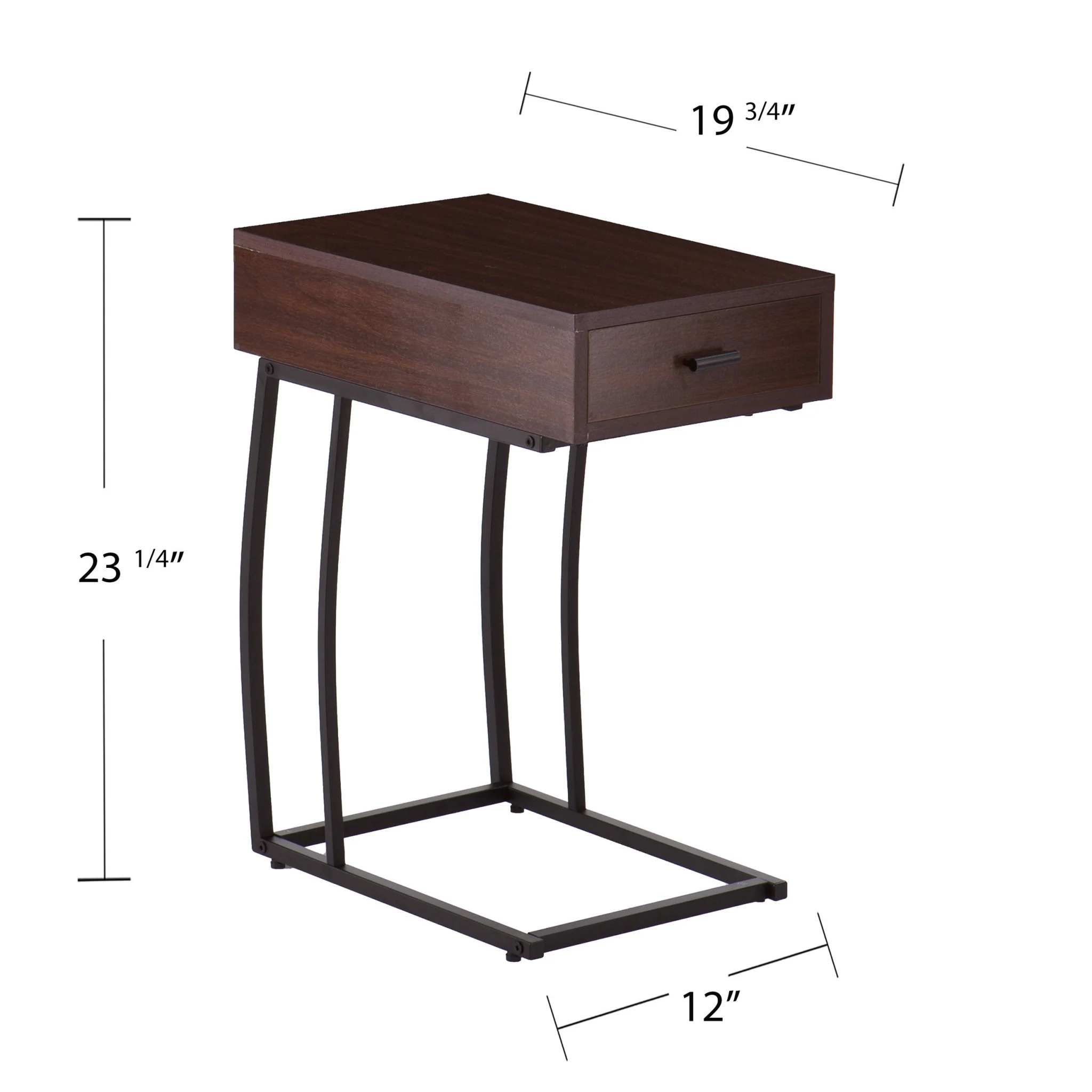 23" Brown Manufactured Wood And Iron Rectangular End Table With Drawer By Homeroots - Image 7