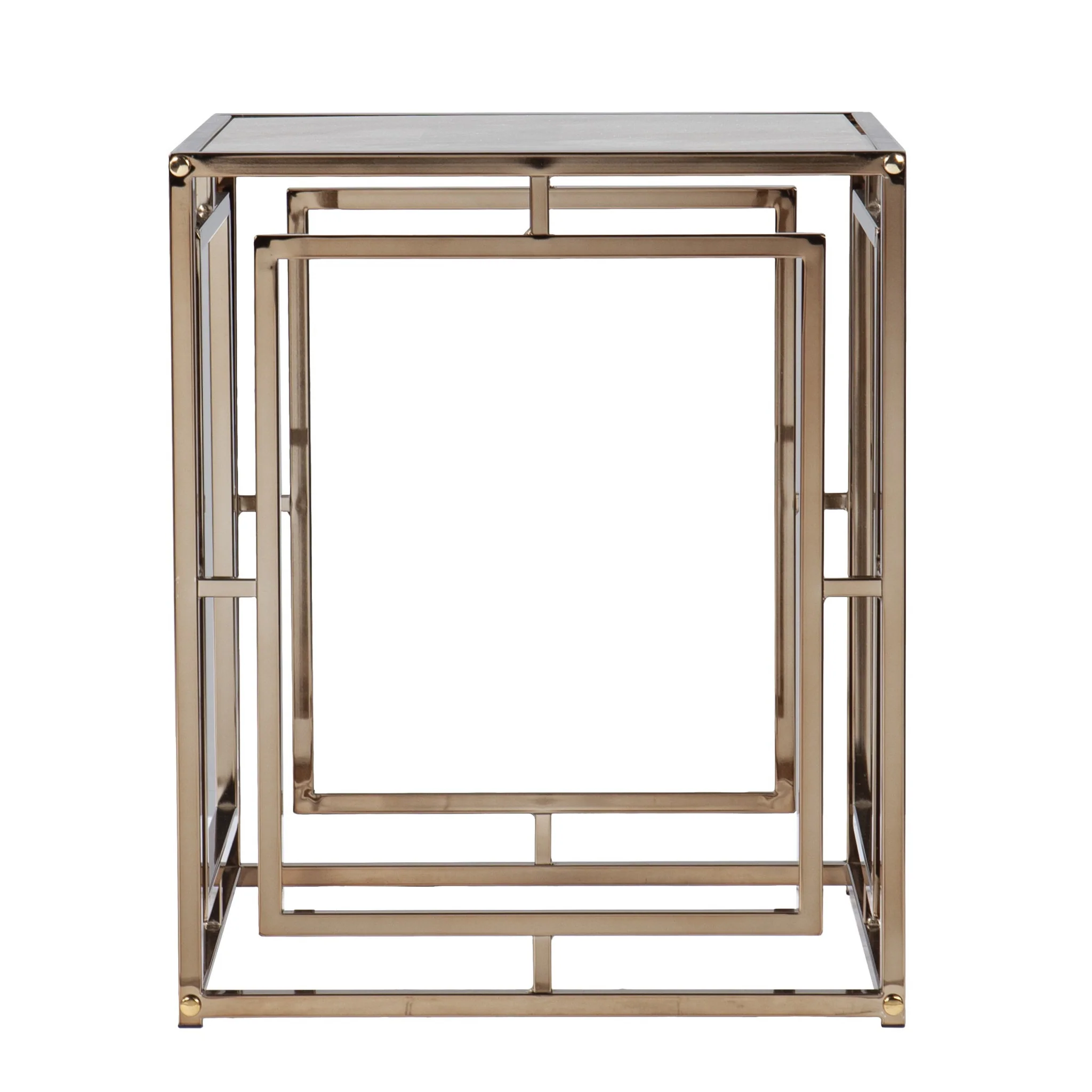 23" Champagne Glass And Iron Square End Table By Homeroots - Image 2