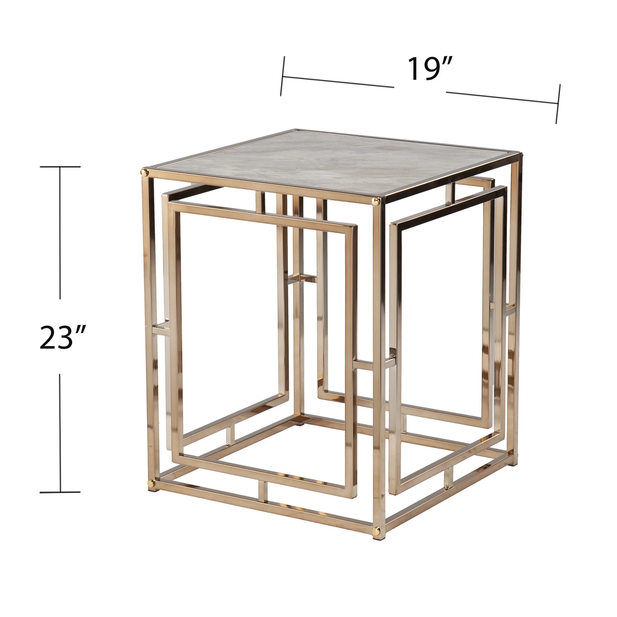 23" Champagne Glass And Iron Square End Table By Homeroots - Image 8