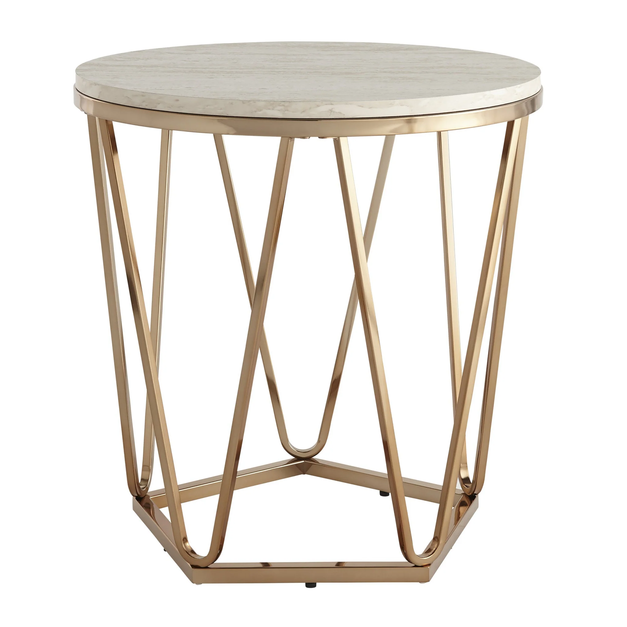 23" Champagne Manufactured Wood And Iron Round End Table By Homeroots - Image 2