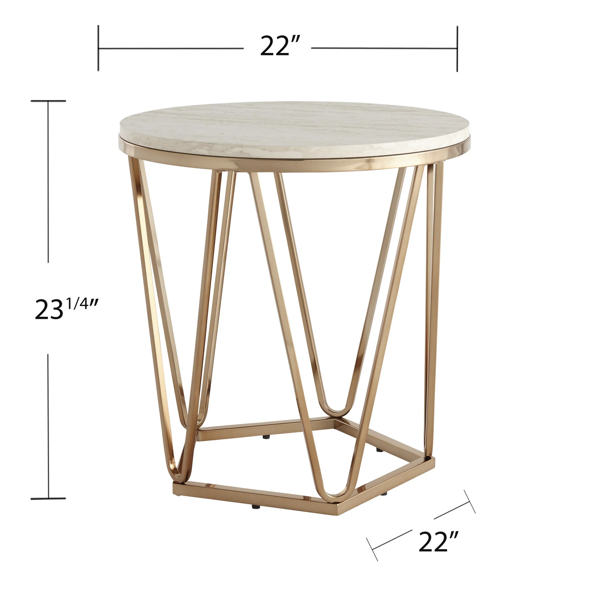 23" Champagne Manufactured Wood And Iron Round End Table By Homeroots - Image 6