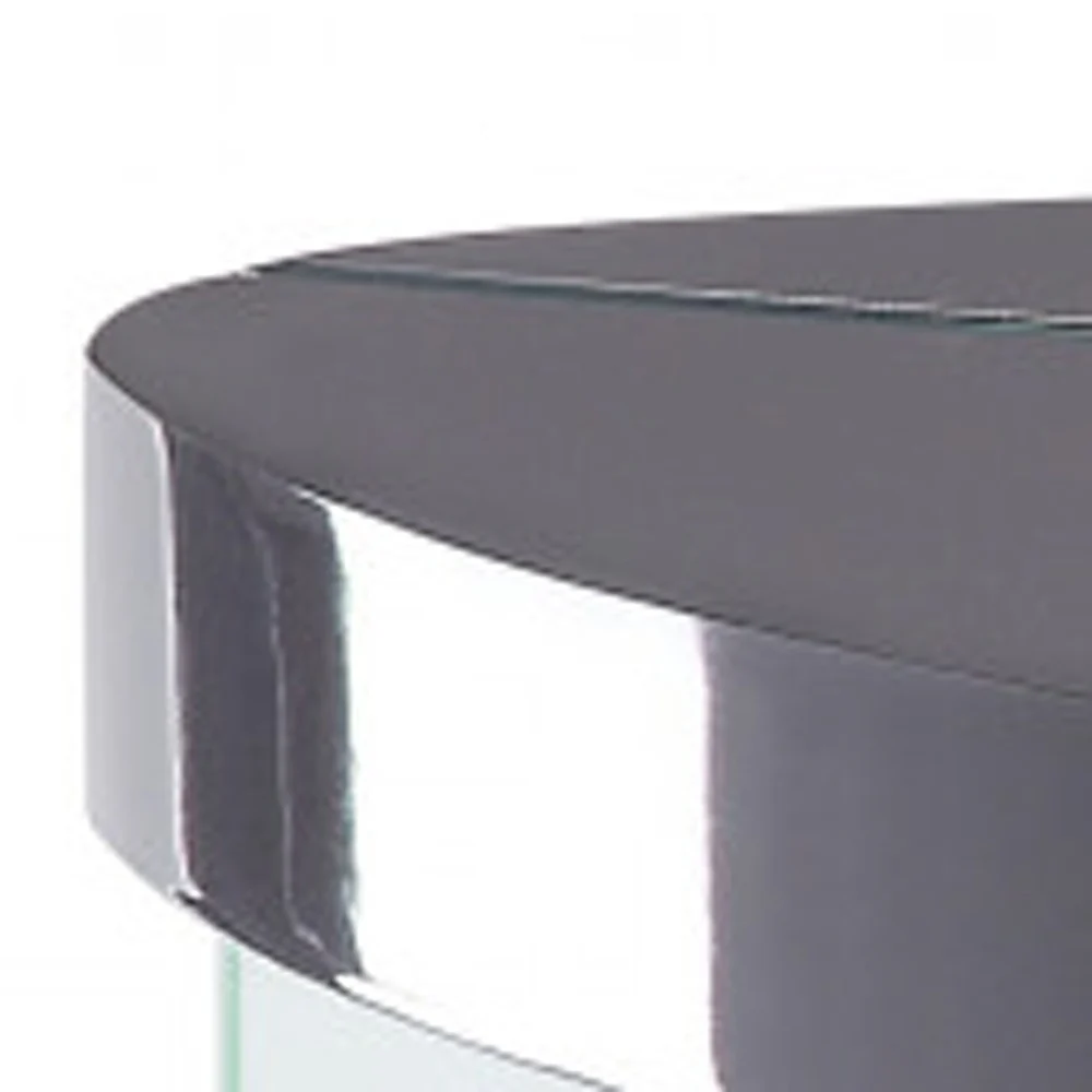 23" Clear And Gray Manufactured Wood And Glass Triangular End Table By Homeroots - Image 4