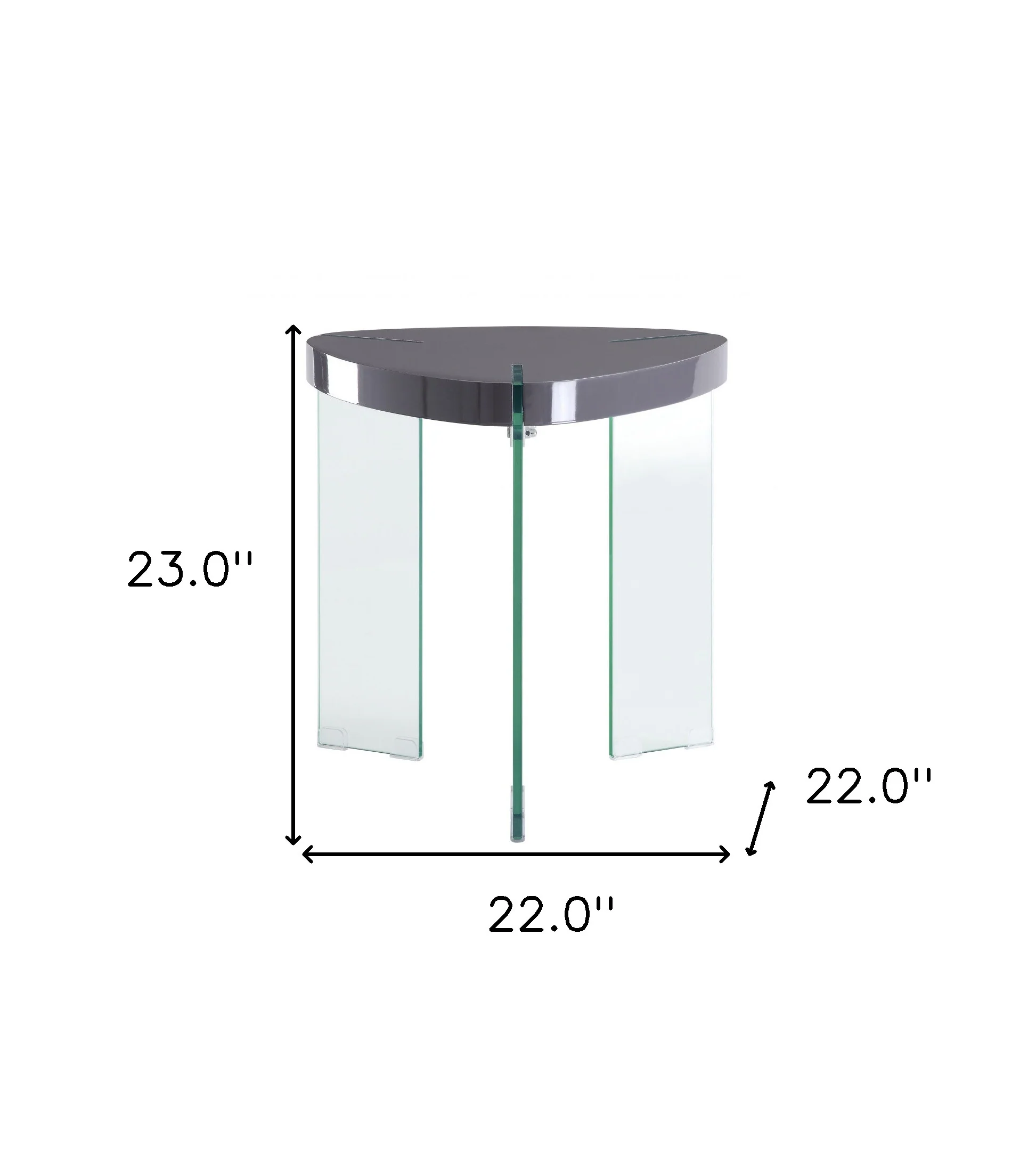 23" Clear And Gray Manufactured Wood And Glass Triangular End Table By Homeroots - Image 7