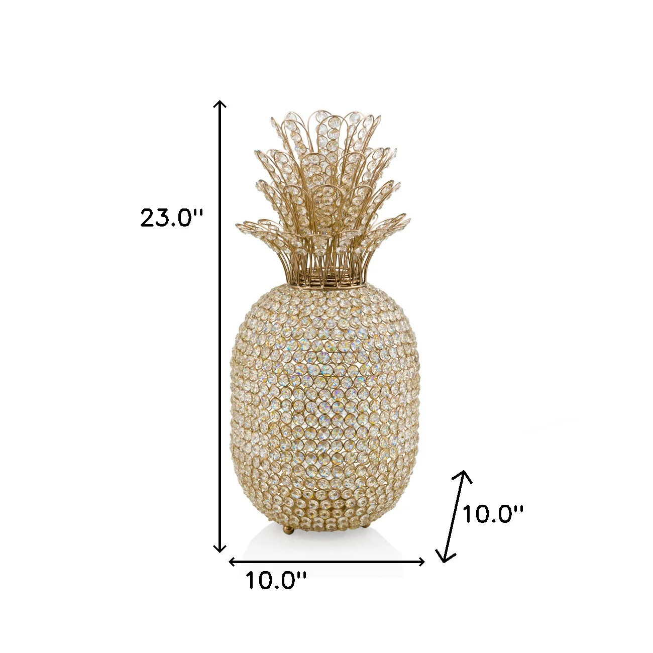 23" Glam Bling Faux Crystal and Gold Pineapple By Homeroots - Image 3