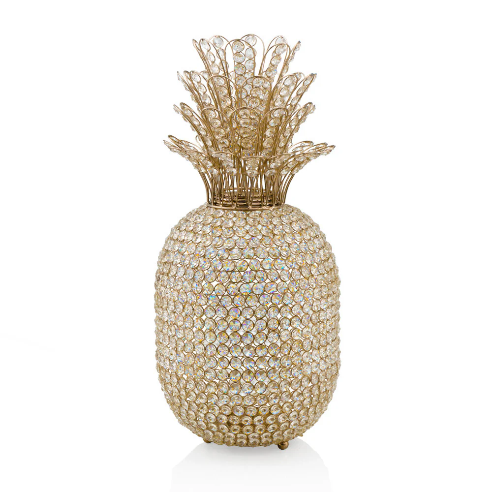 23" Glam Bling Faux Crystal and Gold Pineapple By Homeroots - Image 4