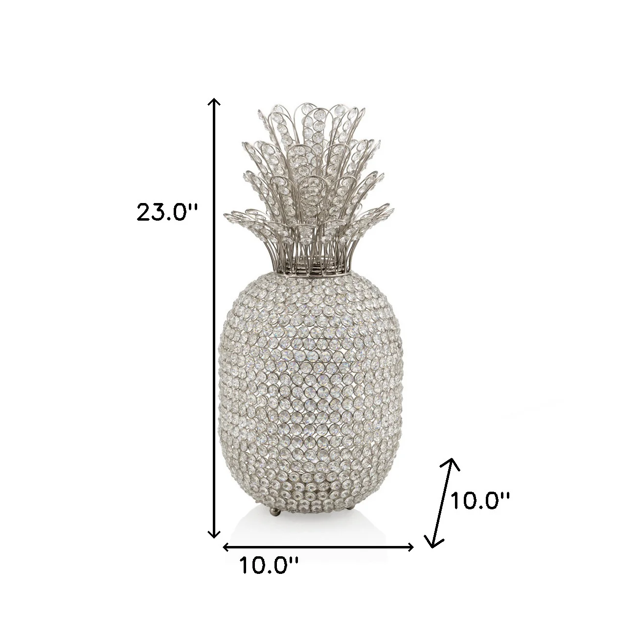 23" Glam Bling Faux Crystal and Silver Pineapple By Homeroots - Image 3